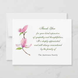 Cor de água rosa Magnolia cartões de agradecimento