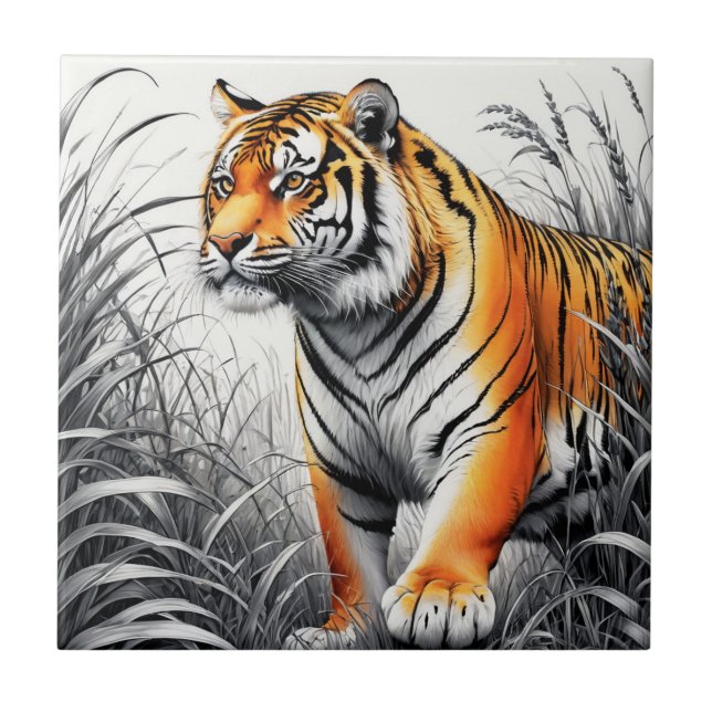 Cor de Arte Tigre Desenho Branco Parcial Preto (Frente)