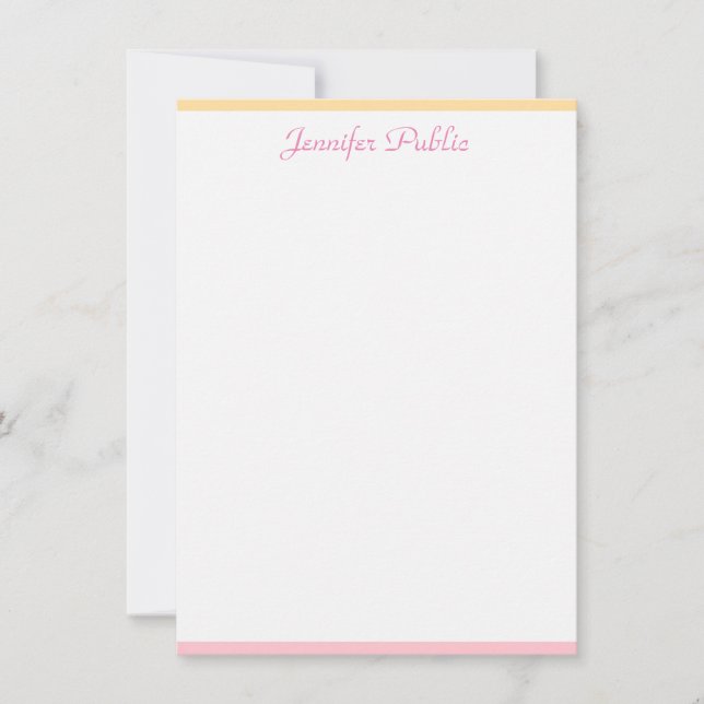 Cor-de-rosa Amarelo Moderno Nome Manuscrito Modelo (Frente)