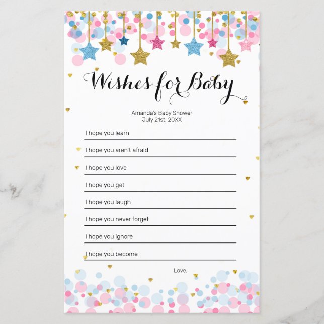 Cor-de-rosa azul Twinkle Deseja o Jogo do Bebê (Frente)