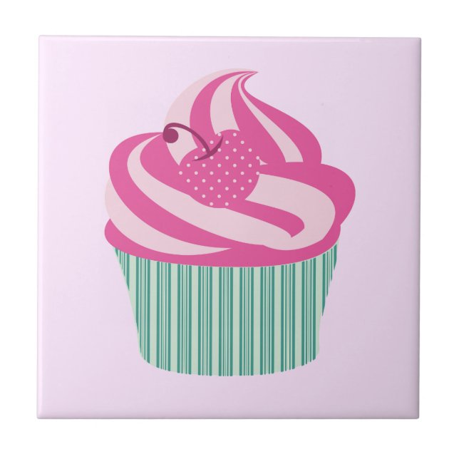 Cor-de-rosa-branca Pastel-rosa-Cupcake (Frente)