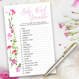 Cor-de-rosa, Chá de Palavra de Flor Selvagem