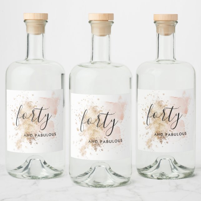 Cor-de-rosa-chic e aniversário de 40 anos Dourado (Garrafas)