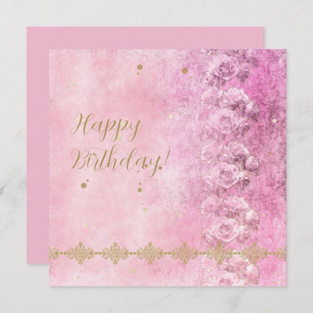 Cor-de-rosa - Cinza do Damasco - Cartão de Saudaçã (Frente/Verso)