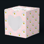 Cor-de-rosa com caixa de favoritos do Daisies<br><div class="desc">Coração branco com nomes novos em pincel e padrão margarida. A cor de fundo pode ser alterada.</div>