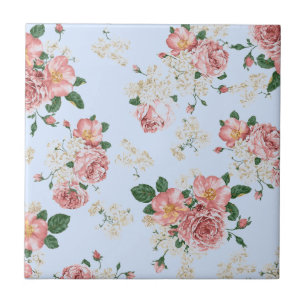 Cor-de-rosa e creme na Floral da Vintagem Azul   