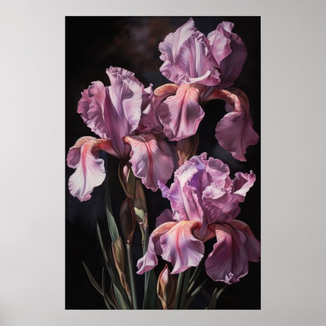 Cor-de-rosa irrissa Impressão de arte floral (Frente)