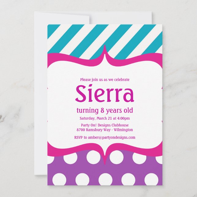 Cor-de-rosa moderno no convite à Bolinhas de chá r (Frente)