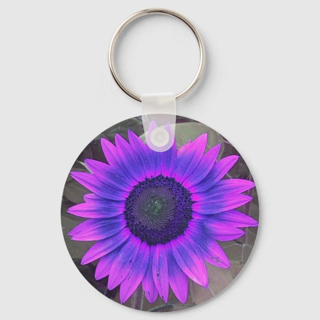 Cor-de-rosa N roxo Chaveiro de girassol (Frente)