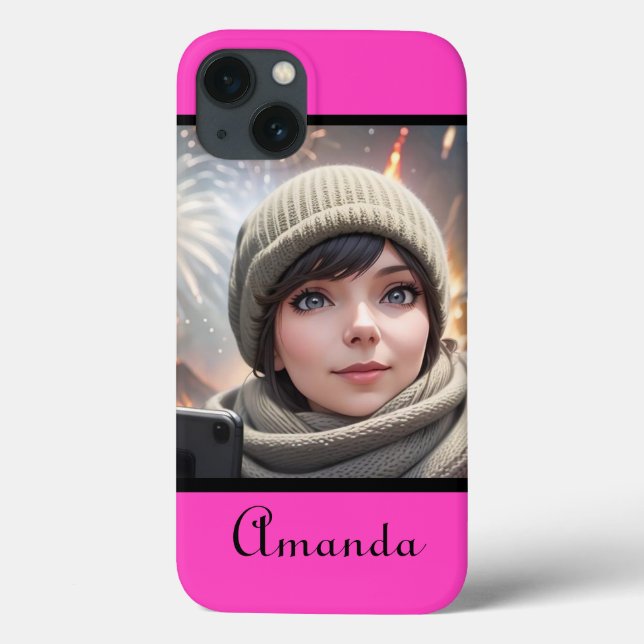 cor-de-rosa-néon brilhante fotográfico personaliza (Verso)