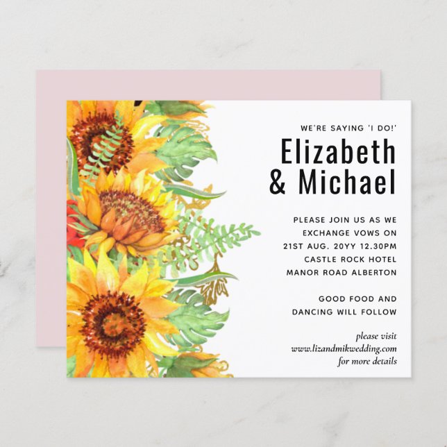 Cor-de-rosa pincelado com orçamento de casamentos  (Frente/Verso)