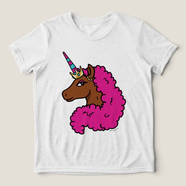 Cor-de-rosa quente afro Unicorn (Design frontal)