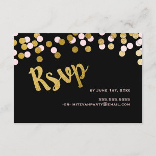 Cor de Rosa Resposta RSVP de Confetti Bat Mitzva