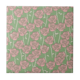 Cor de rosa rosa verde retrô Y2K 70s Padrão de flo