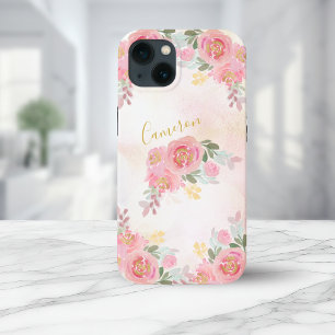 Cor-de-rosa Rosas Florais Elegante Adicionar Seu