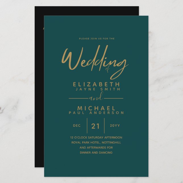 Cor do ORÇAMENTO Tendências do Convite de casament (Frente/Verso)