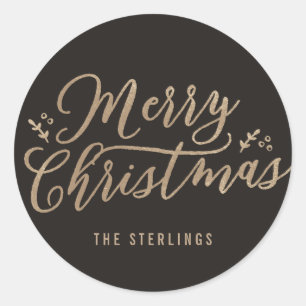 COR EDITÁVEL Etiqueta ou etiqueta de Natal Merry