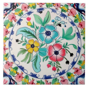 Cor Flores Rosa e Azul Colorido Verão Espanhol