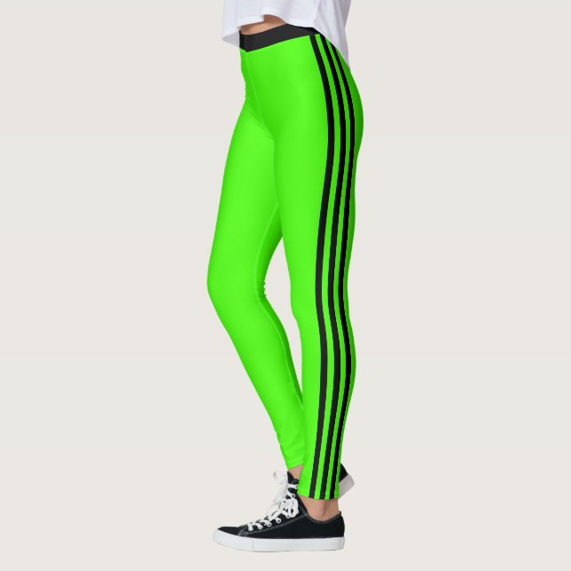 Cor Personalizada das Leggings Verdes Neon Stripe  (Esquerda)