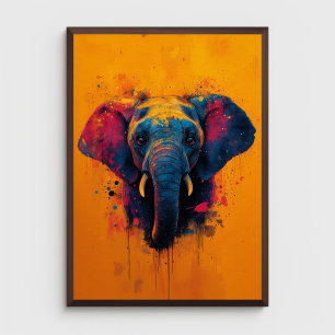 Cor Pôster Elefante Abstrato Animal Vida Selvagem