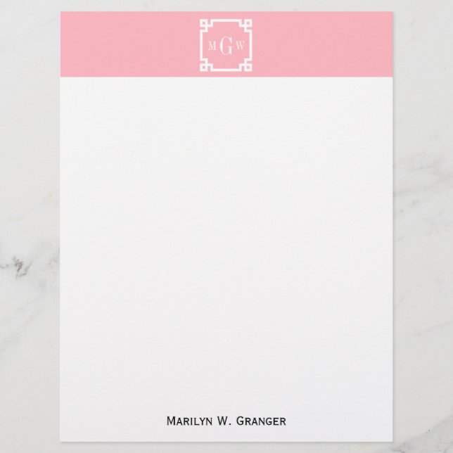 Cor Rosa Qual Chave Grega Nº 2 Enquadrado 3 Monogr (Frente)