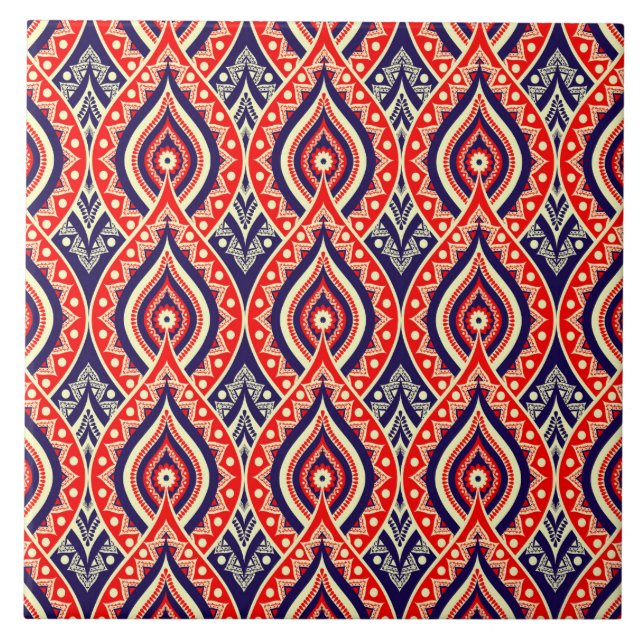 Cor vermelha-mágica Padrão floral indiano (Frente)