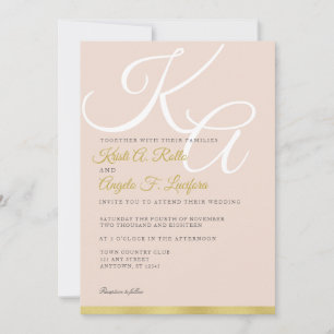 Cora e o convite Dourado do casamento do monograma