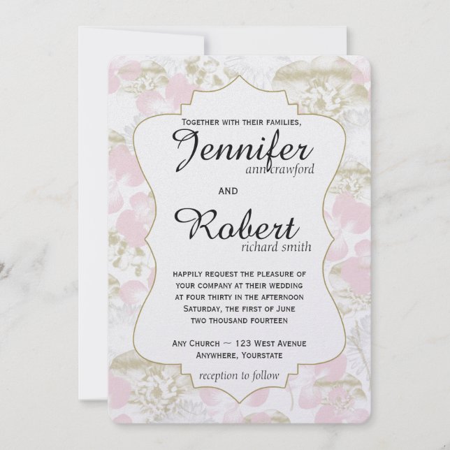 Cora o convite metálico do casamento da flor (Frente)