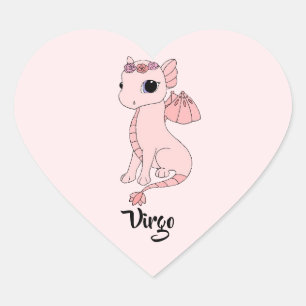 Coração Adesivo branco de design zodiac do Virgo Dragon