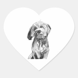 Coração Adesivo Cavapoo, Ilustração de Amante de Cachorro
