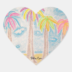 Coração Adesivo Colorido de Palma-coração
