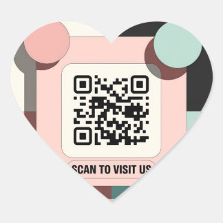 Coração Adesivo cor-de-rosa do código QR
