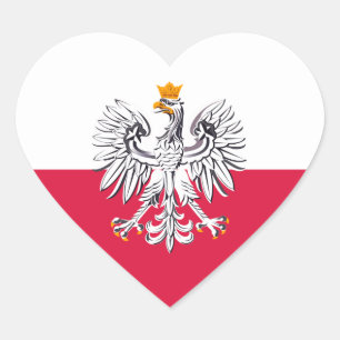 Coração Adesivo da Polônia, Águia, Polska, Bandeira Polone