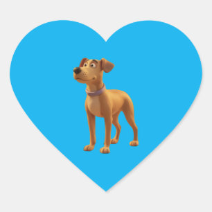 Coração Adesivo de Cachorro Marrom Feliz
