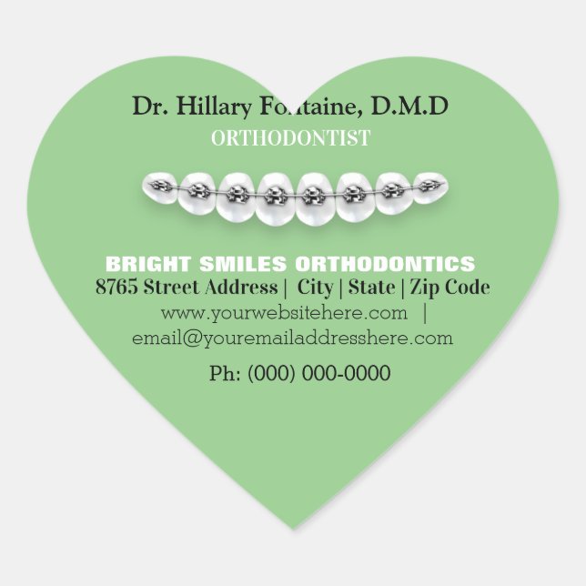 Coração Adesivo de Dentista Ortodontista (Frente)