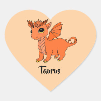 Coração Adesivo de design zodilo de Taurus Dragon Cute