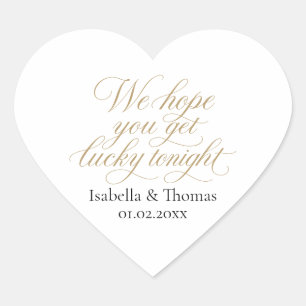 Coração Adesivo de Favor de Casamento Get Lucky Tonight Se