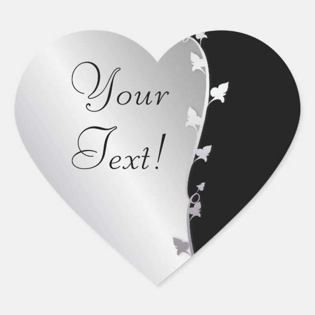 Coração Adesivo de Folhas de Prata (Frente)