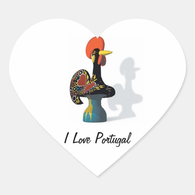 Coração Adesivo de galo de Barcelos (Frente)