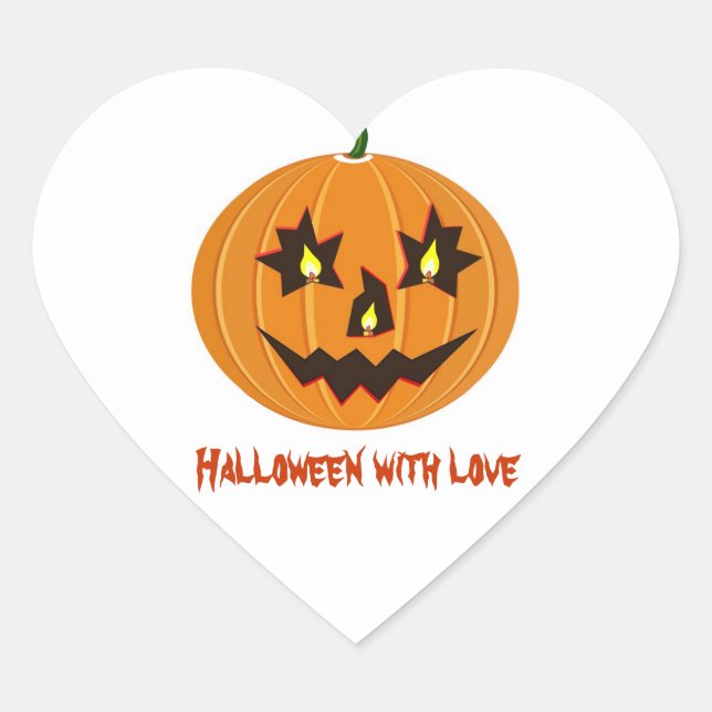 Coração Adesivo de Halloween com texto personalizável (Frente)