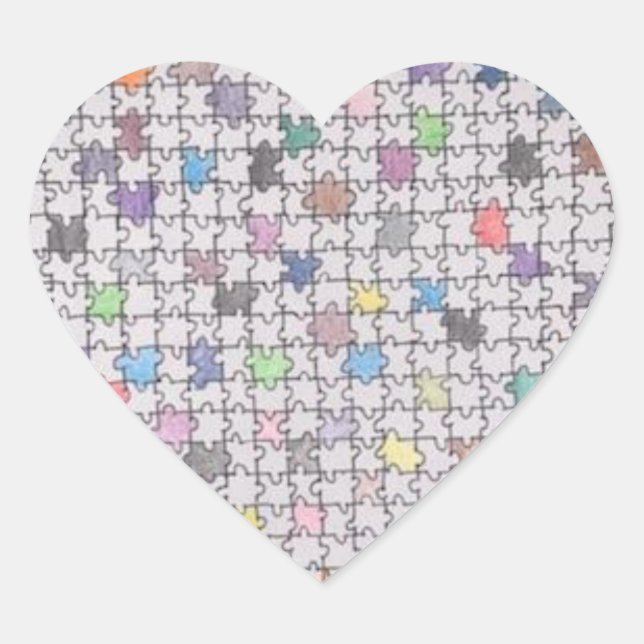 Coração Adesivo de quebra-cabeça desenhado à mão (Frente)
