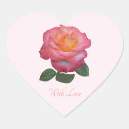 Coração Adesivo de Rosa Rosa Fofa Com Amor