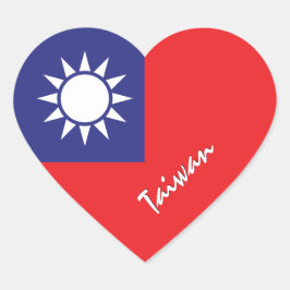 Coração Adesivo de Taiwan, Coração, Bandeira Taiwanesa Pat