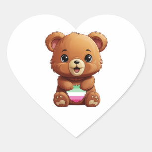 Coração Adesivo do Urso do Orgulho Abrosexual, Bandeira Ab