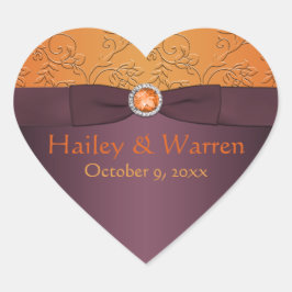 Coração Adesivo em forma de corante roxo e tangerina