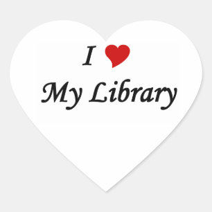 Coração Adoro o meu adesivo da Biblioteca