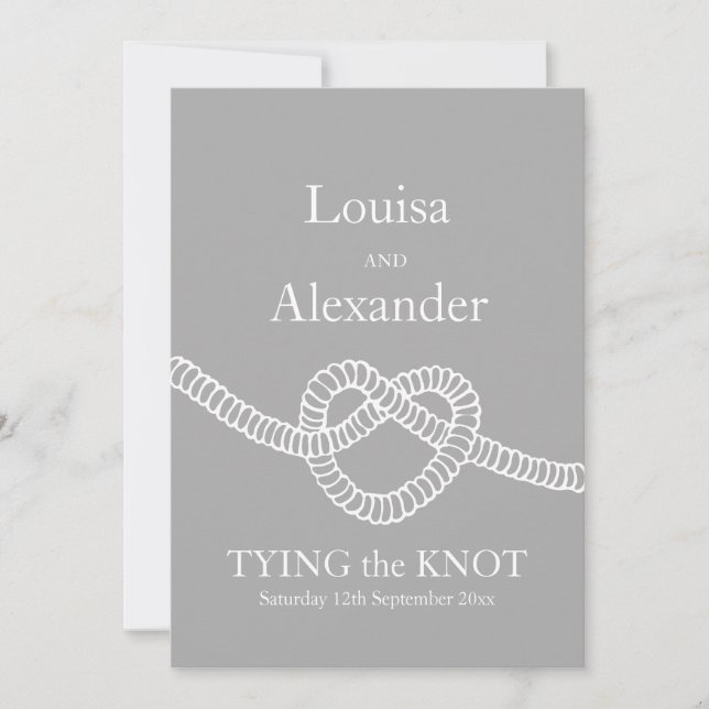 Coração amarre o convite branco da cinza de casame (Frente)