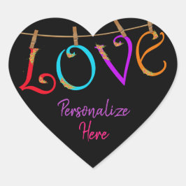 Coração Amor colorido boêmico e bonito adesivo romântico