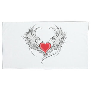 Coração Anjo Vermelho com asas
