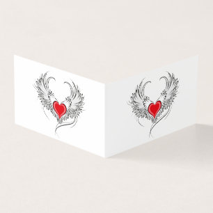 Coração Anjo Vermelho com asas